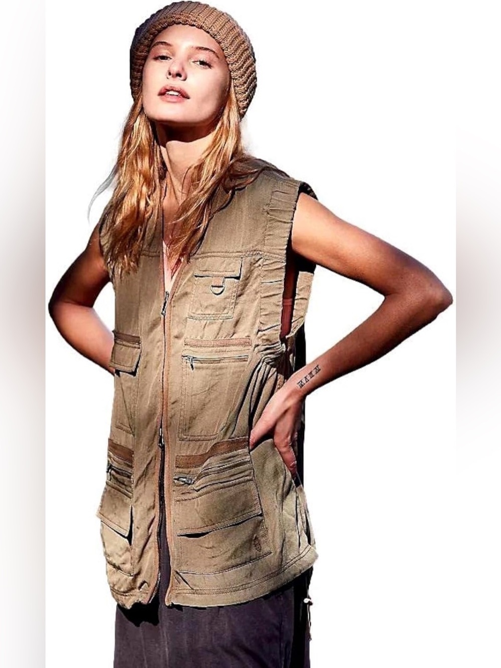 FP Movement by Free People Sleeveless Utility Vest in Khaki